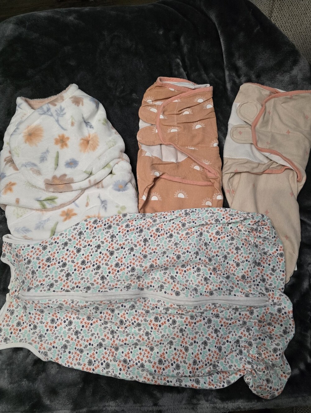 Floral & Peach Baby Swaddle Blanket Bundle